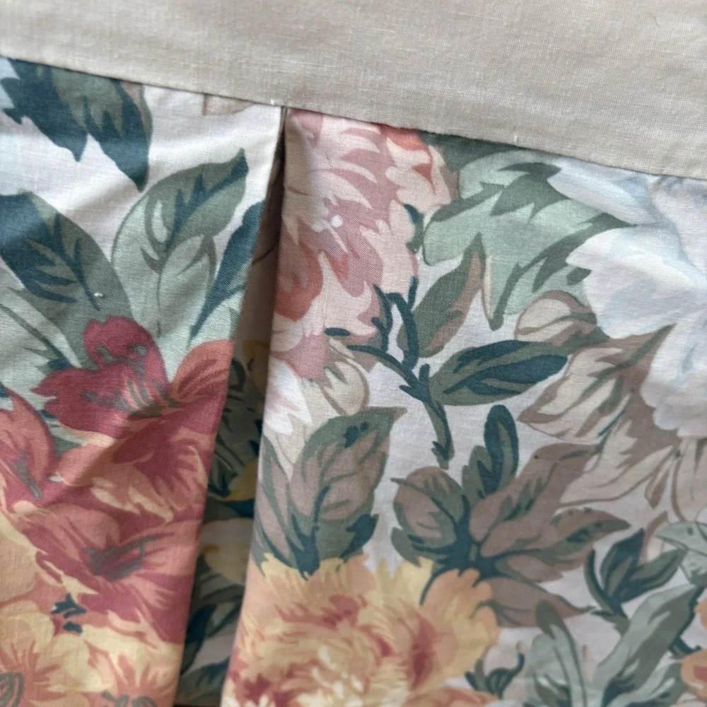 Croscill Biltmore Box Pleat Bedskirt Dust Ruffle Floral Green Rose Full 14